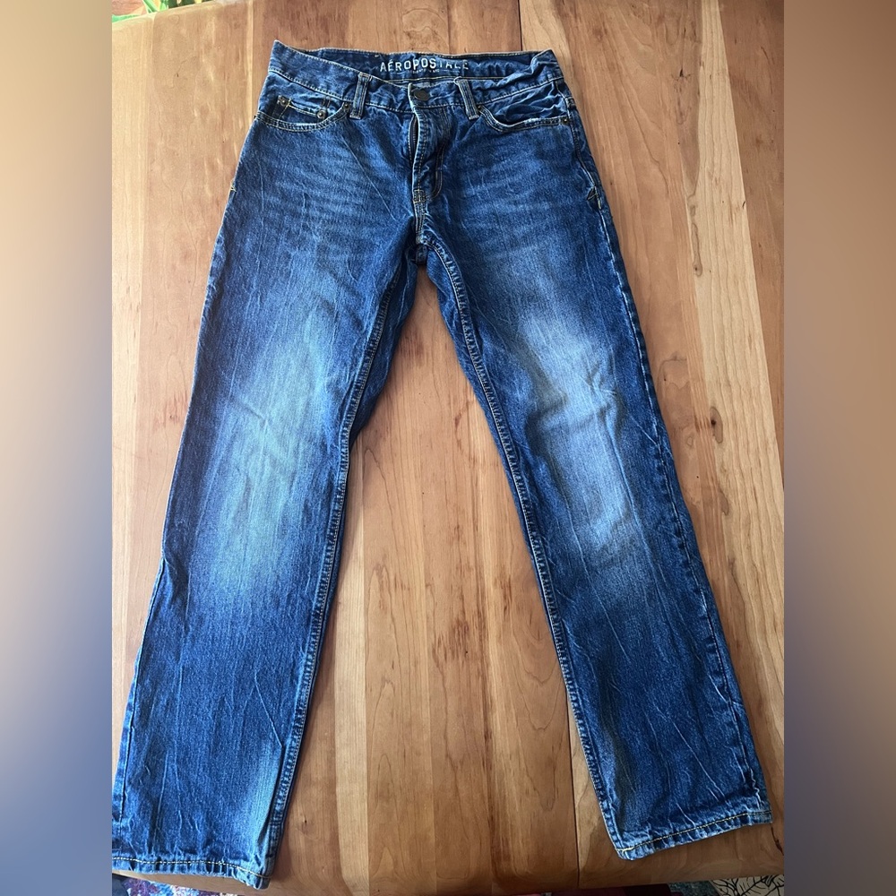 Aeropostale Boys Blue Washed Straight-Leg Jeans